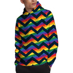 LGBT Pride Rainbow Chevron Pattern Print Pullover Hoodie