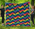LGBT Pride Rainbow Chevron Pattern Print Quilt