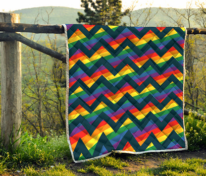 LGBT Pride Rainbow Chevron Pattern Print Quilt