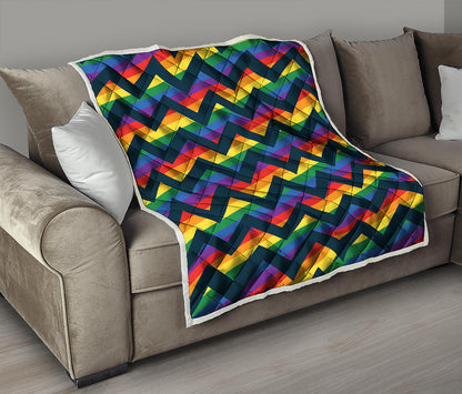 LGBT Pride Rainbow Chevron Pattern Print Quilt