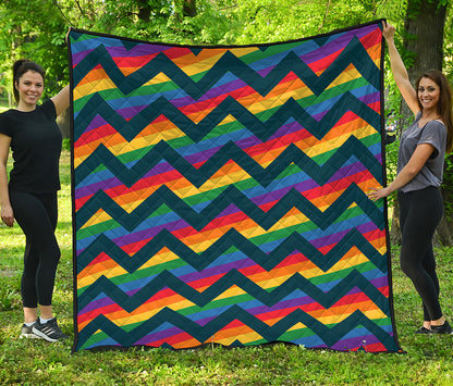 LGBT Pride Rainbow Chevron Pattern Print Quilt
