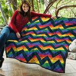 LGBT Pride Rainbow Chevron Pattern Print Quilt