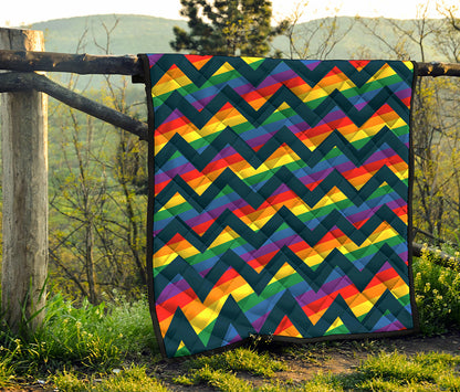 LGBT Pride Rainbow Chevron Pattern Print Quilt