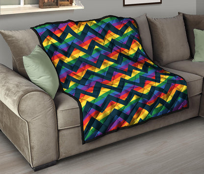 LGBT Pride Rainbow Chevron Pattern Print Quilt