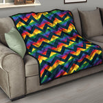 LGBT Pride Rainbow Chevron Pattern Print Quilt