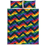LGBT Pride Rainbow Chevron Pattern Print Quilt Bed Set