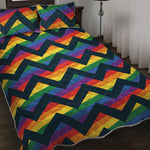 LGBT Pride Rainbow Chevron Pattern Print Quilt Bed Set