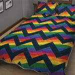 LGBT Pride Rainbow Chevron Pattern Print Quilt Bed Set