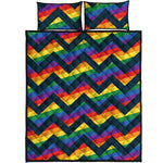 LGBT Pride Rainbow Chevron Pattern Print Quilt Bed Set