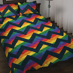 LGBT Pride Rainbow Chevron Pattern Print Quilt Bed Set
