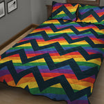 LGBT Pride Rainbow Chevron Pattern Print Quilt Bed Set