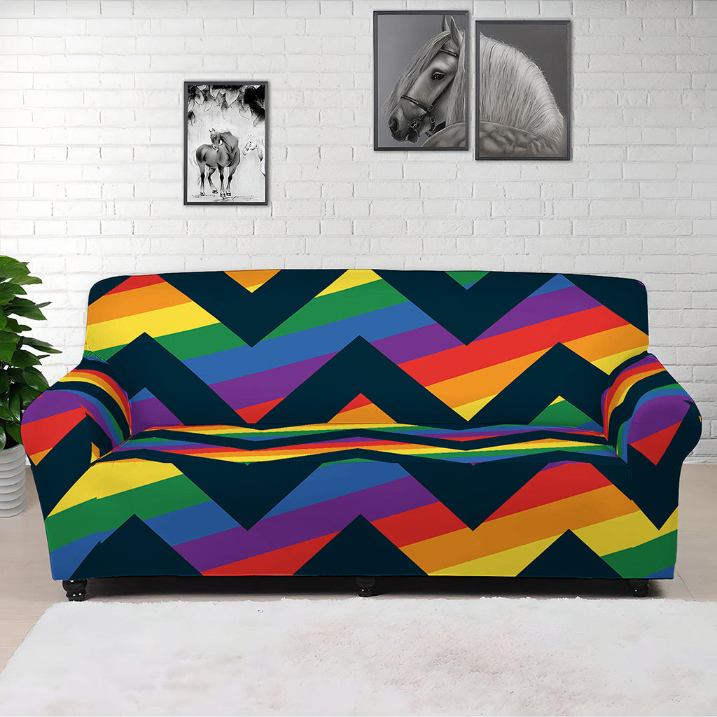 LGBT Pride Rainbow Chevron Pattern Print Sofa Cover