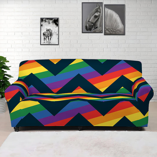 LGBT Pride Rainbow Chevron Pattern Print Sofa Cover