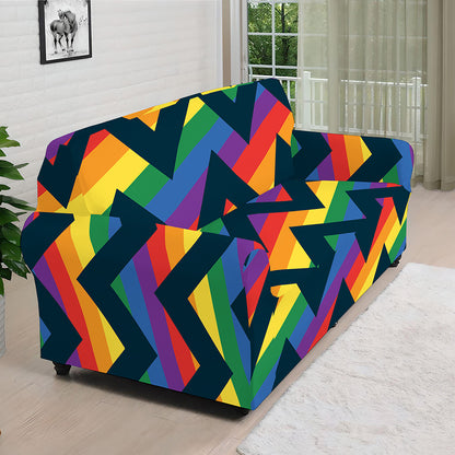 LGBT Pride Rainbow Chevron Pattern Print Sofa Cover