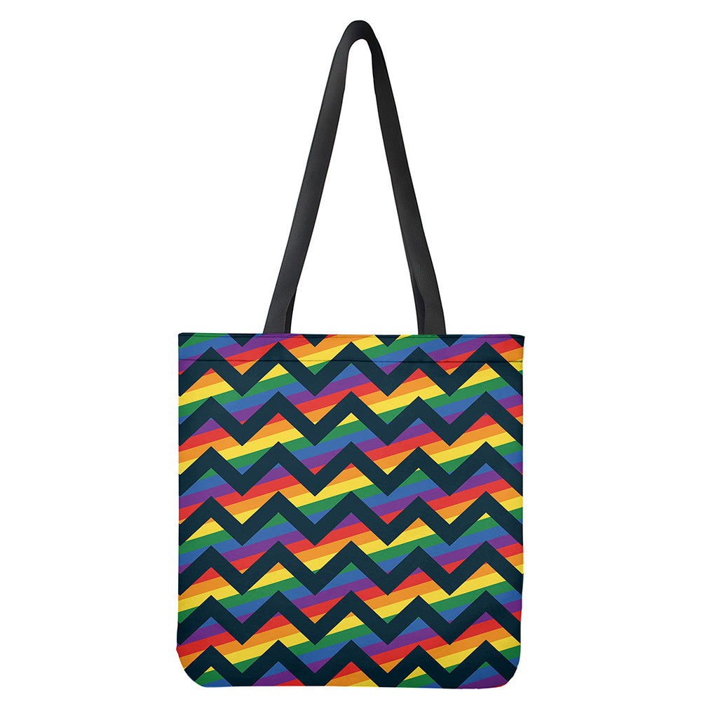 LGBT Pride Rainbow Chevron Pattern Print Tote Bag