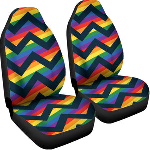 LGBT Pride Rainbow Chevron Pattern Print Universal Fit Car Seat Covers