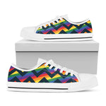 LGBT Pride Rainbow Chevron Pattern Print White Low Top Shoes