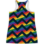LGBT Pride Rainbow Chevron Pattern Print Women's Racerback Tank Top