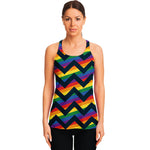 LGBT Pride Rainbow Chevron Pattern Print Women's Racerback Tank Top