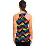 LGBT Pride Rainbow Chevron Pattern Print Women's Racerback Tank Top