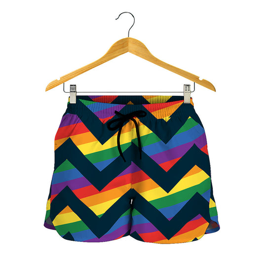 LGBT Pride Rainbow Chevron Pattern Print Women's Shorts