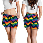 LGBT Pride Rainbow Chevron Pattern Print Women's Shorts