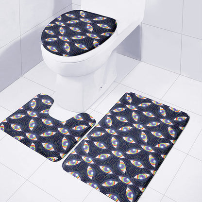 LGBT Pride Rainbow Eyes Pattern Print 3 Piece Bath Mat Set