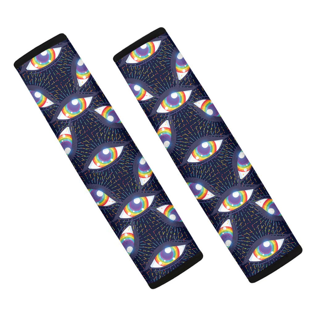 LGBT Pride Rainbow Eyes Pattern Print Car Seat Belt Covers