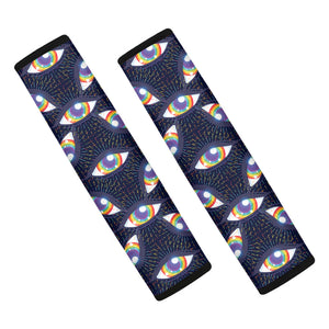 LGBT Pride Rainbow Eyes Pattern Print Car Seat Belt Covers