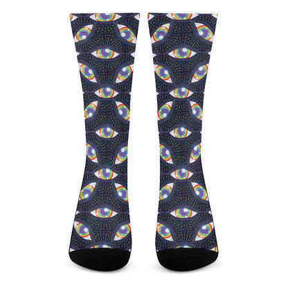 LGBT Pride Rainbow Eyes Pattern Print Crew Socks