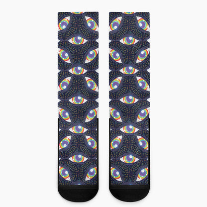 LGBT Pride Rainbow Eyes Pattern Print Crew Socks