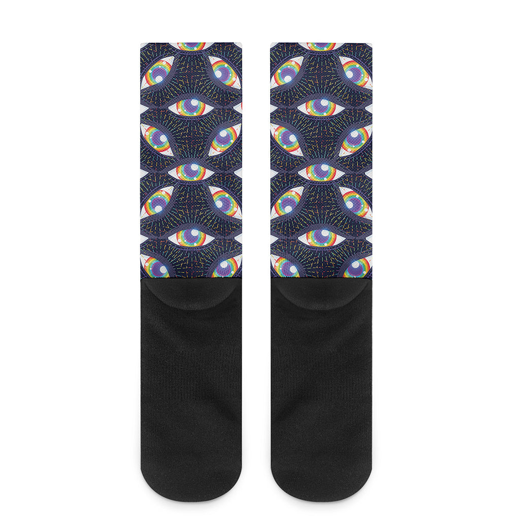 LGBT Pride Rainbow Eyes Pattern Print Crew Socks