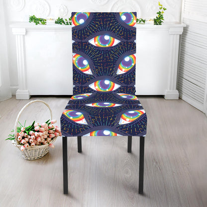 LGBT Pride Rainbow Eyes Pattern Print Dining Chair Slipcover