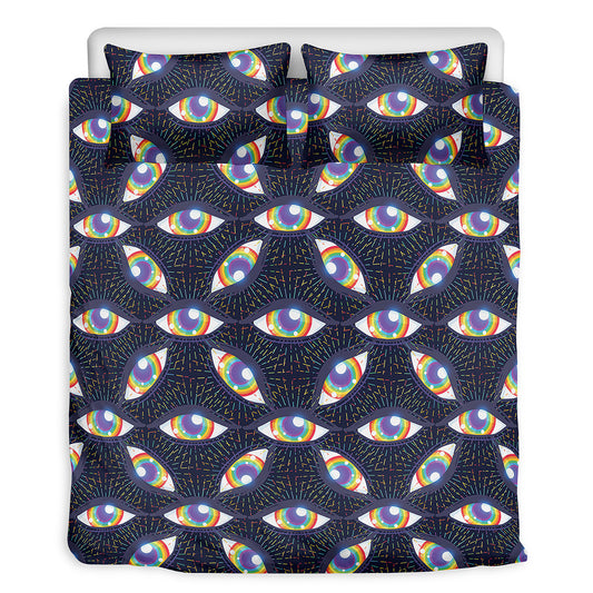 LGBT Pride Rainbow Eyes Pattern Print Duvet Cover Bedding Set
