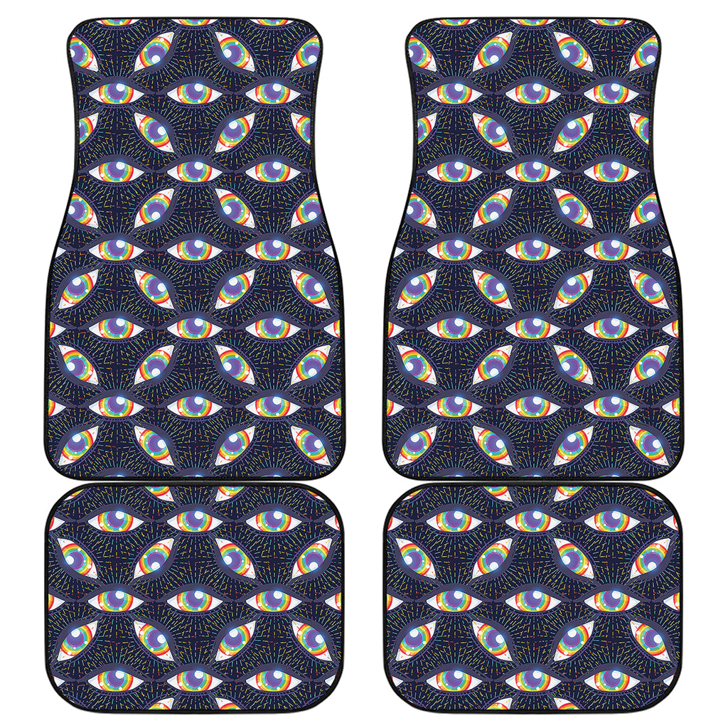 LGBT Pride Rainbow Eyes Pattern Print Front and Back Car Floor Mats