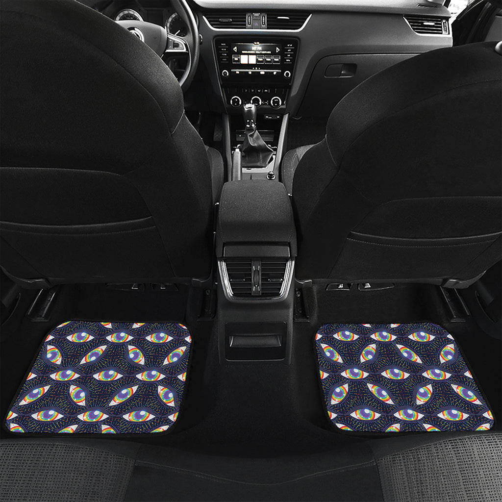 LGBT Pride Rainbow Eyes Pattern Print Front and Back Car Floor Mats