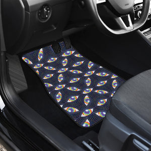 LGBT Pride Rainbow Eyes Pattern Print Front and Back Car Floor Mats