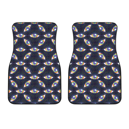 LGBT Pride Rainbow Eyes Pattern Print Front Car Floor Mats