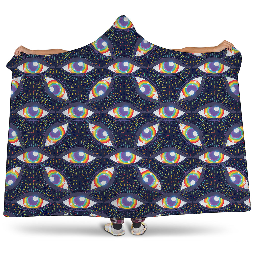 LGBT Pride Rainbow Eyes Pattern Print Hooded Blanket