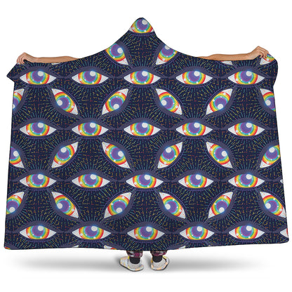 LGBT Pride Rainbow Eyes Pattern Print Hooded Blanket