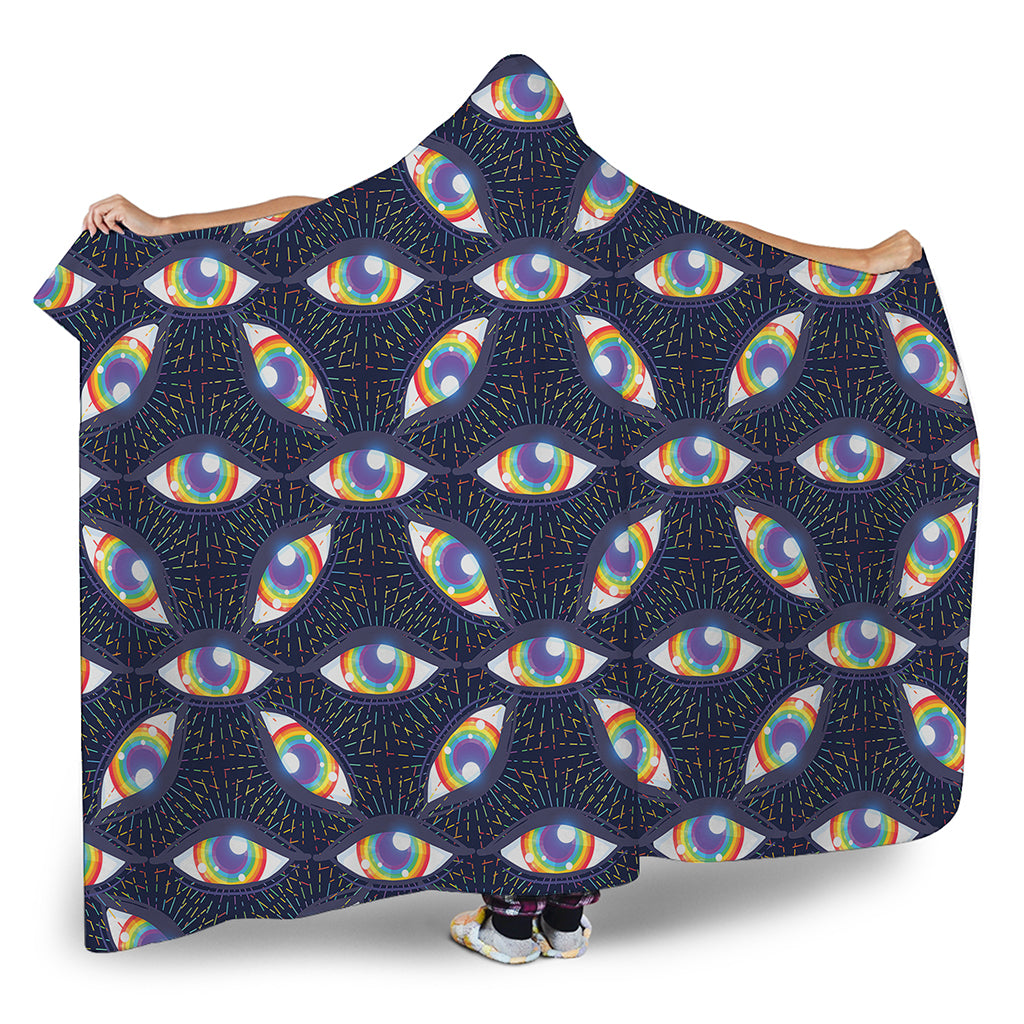 LGBT Pride Rainbow Eyes Pattern Print Hooded Blanket