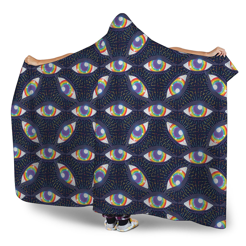 LGBT Pride Rainbow Eyes Pattern Print Hooded Blanket