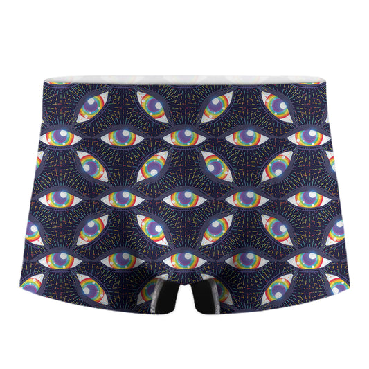 LGBT Pride Rainbow Eyes Pattern Print Men's Boxer Briefs