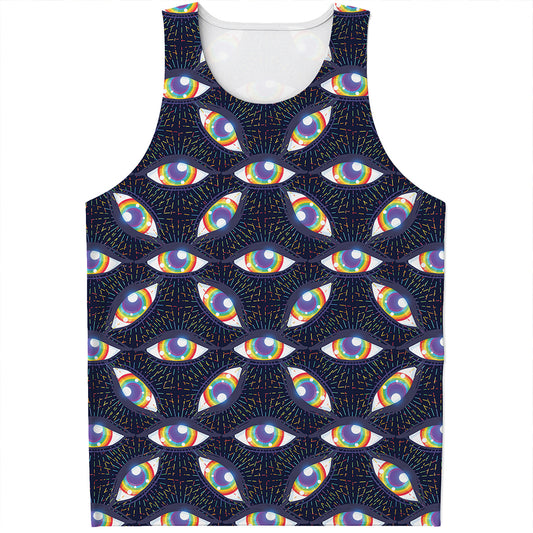LGBT Pride Rainbow Eyes Pattern Print Men's Tank Top