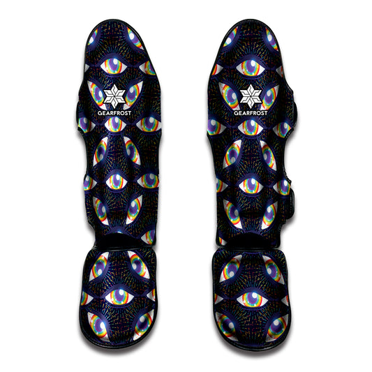 LGBT Pride Rainbow Eyes Pattern Print Muay Thai Shin Guard