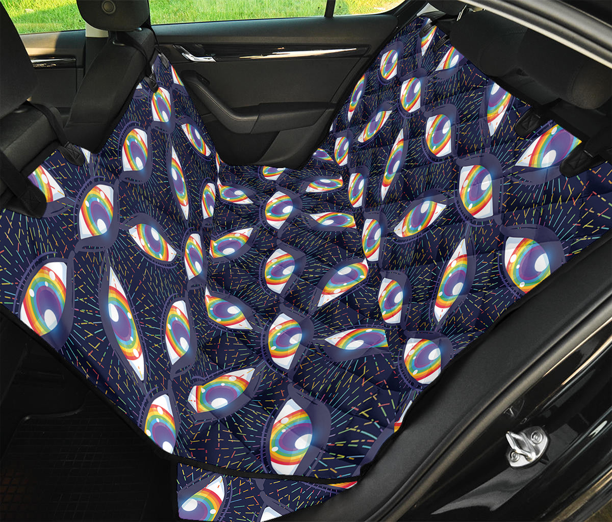 LGBT Pride Rainbow Eyes Pattern Print Pet Car Back Seat Cover