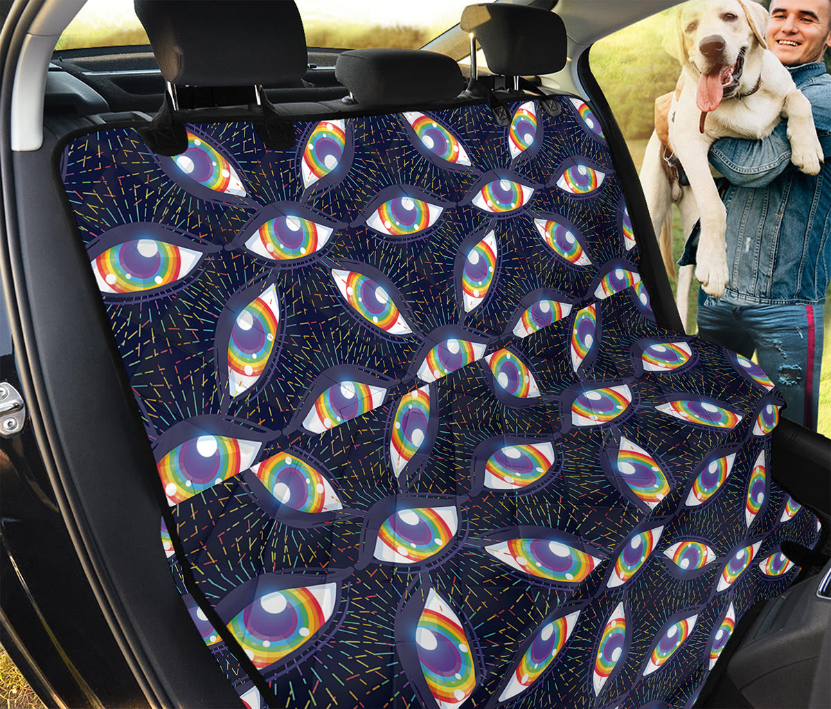 LGBT Pride Rainbow Eyes Pattern Print Pet Car Back Seat Cover