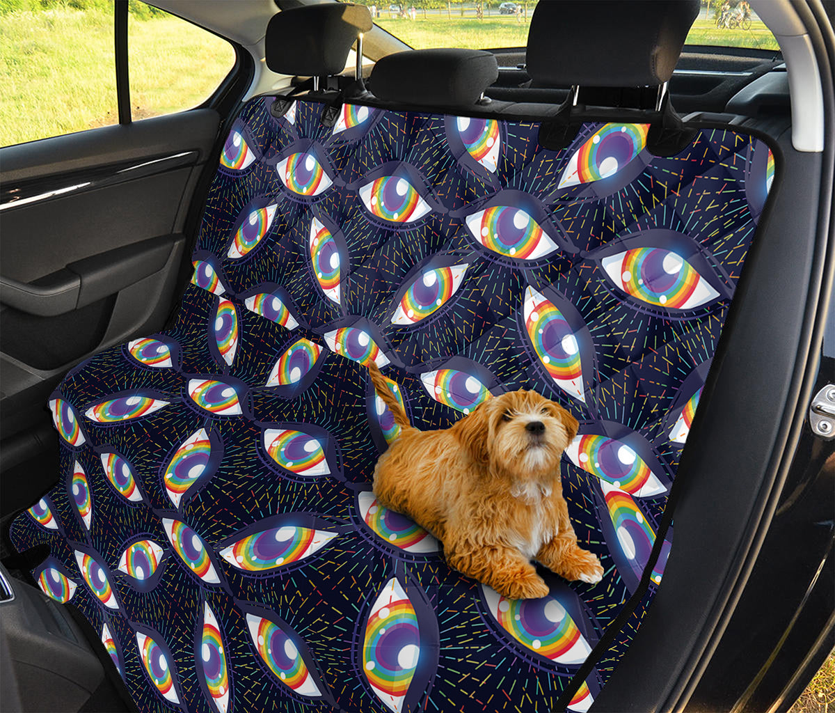 LGBT Pride Rainbow Eyes Pattern Print Pet Car Back Seat Cover