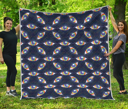LGBT Pride Rainbow Eyes Pattern Print Quilt