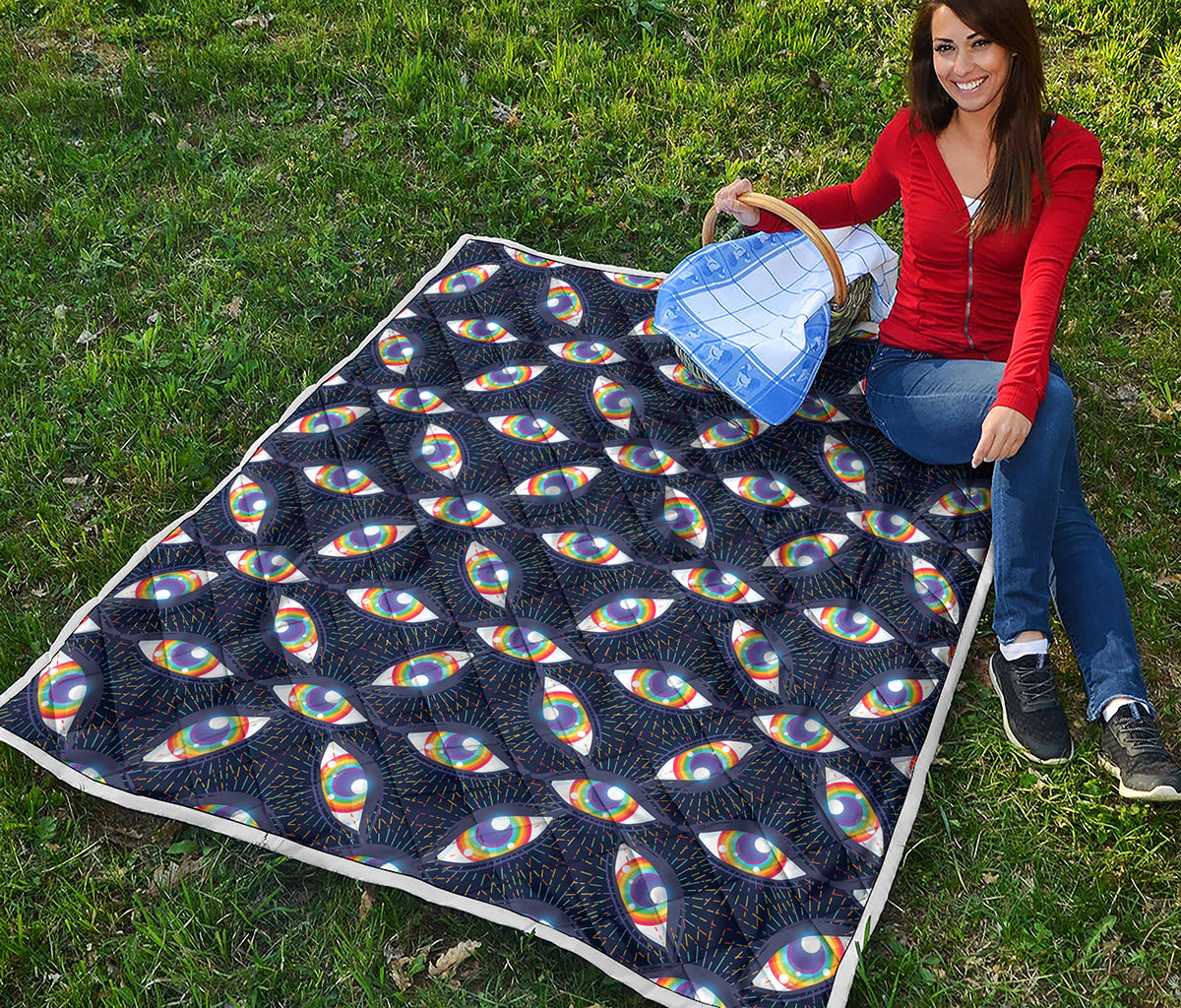 LGBT Pride Rainbow Eyes Pattern Print Quilt
